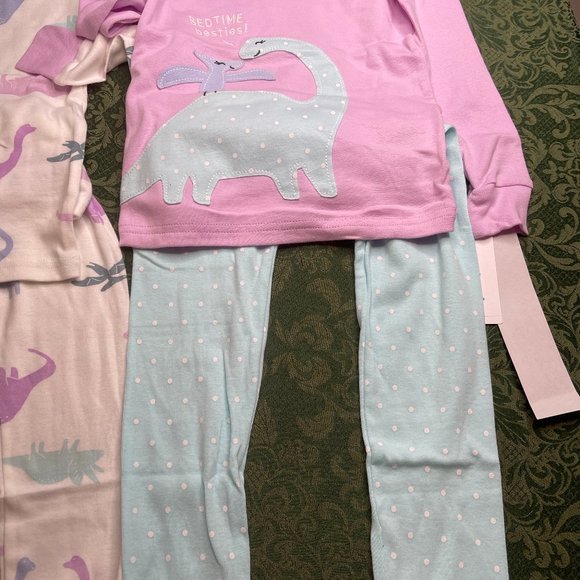 NWT 5t 5 4t 4 dinosaur pajamas carters easter spring passover trex girl birthday - Picture 5 of 7